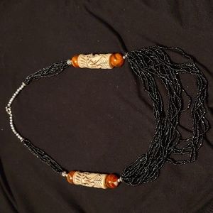 Seed Bead, Bone Look Necklace